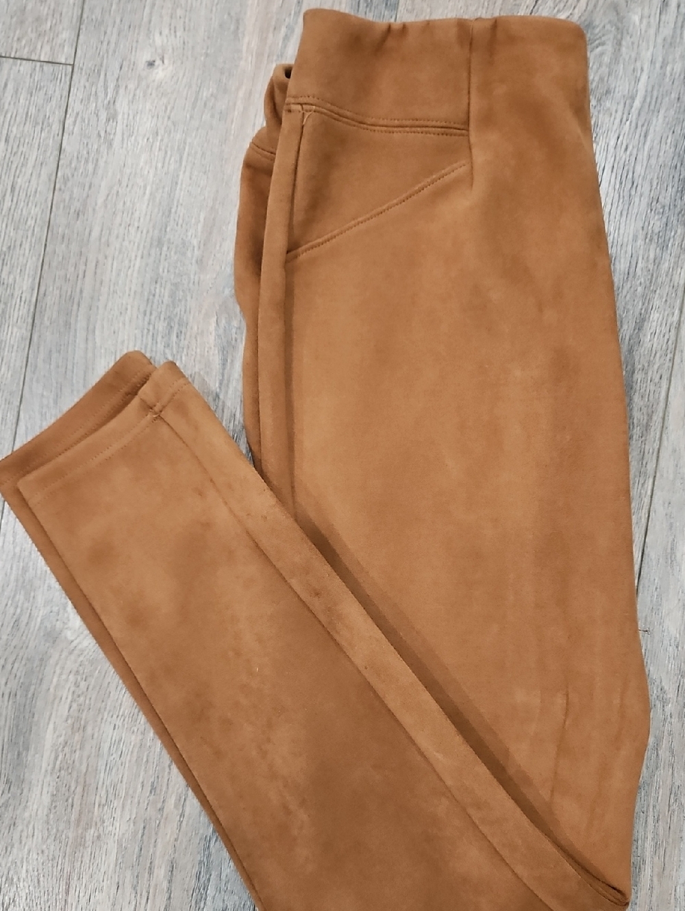 Womens Suede Camel Brown Slim Pants Cute With Cowboy Boots